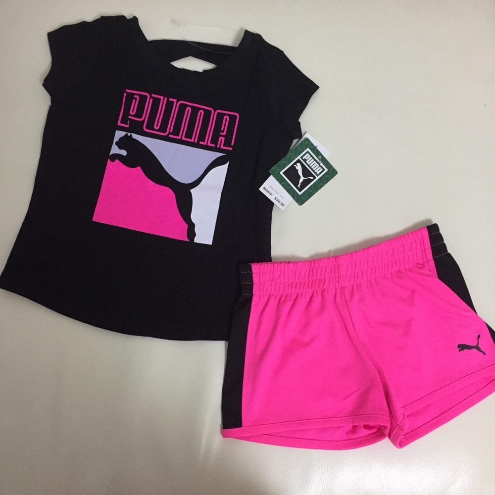 Puma pink girl shorts set